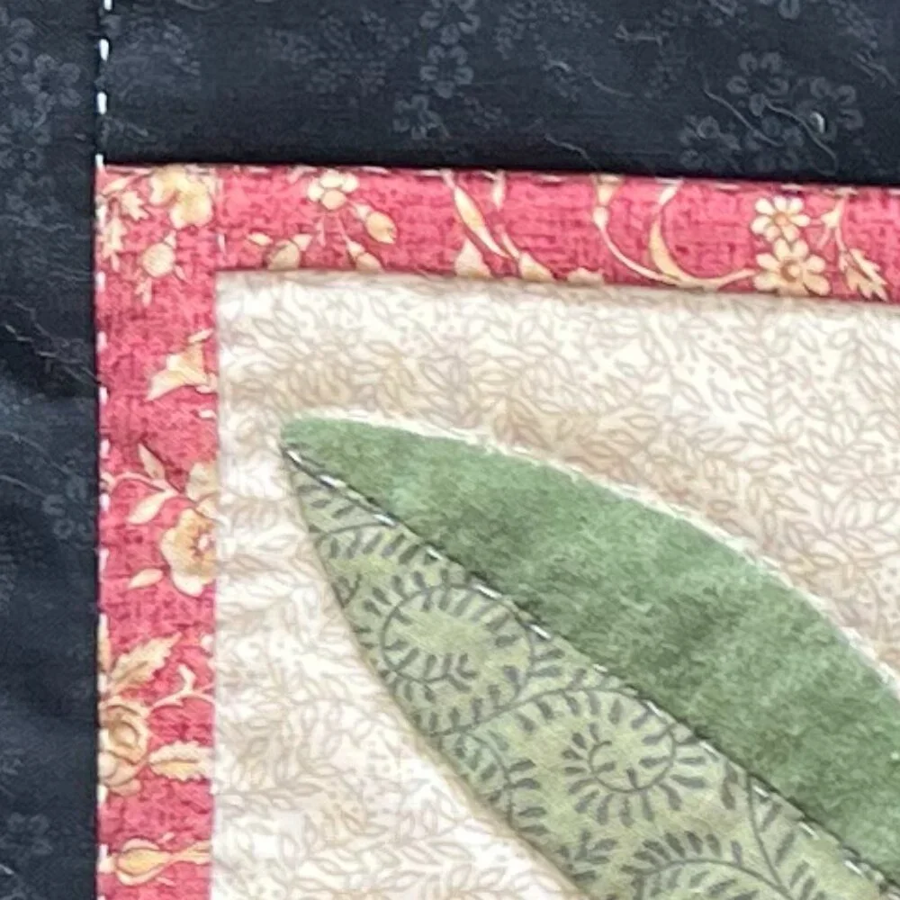 Handcrafted Appliqué Folk Art BLACK BIRD Quilted Table Runner Topper Handmade